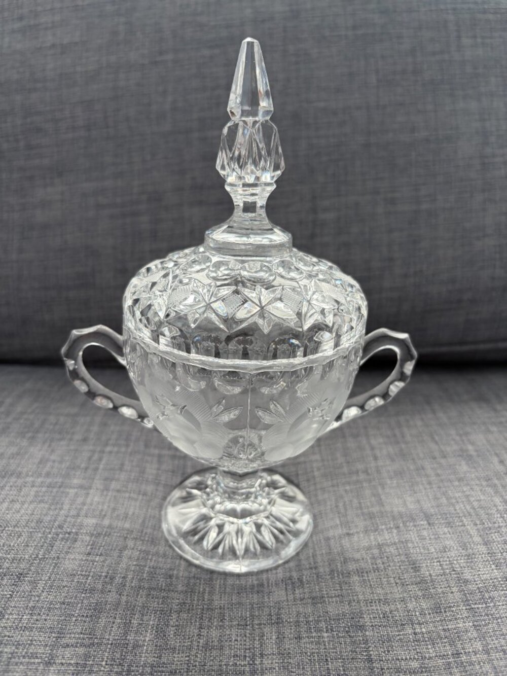 American Brilliant Cut Glass Sugar Bowl Lidded Candy Dish Sugar Cube
